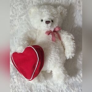 Hallmark - Soft White Valentine Plush "From My Heart Bear" With ❤️ Bag